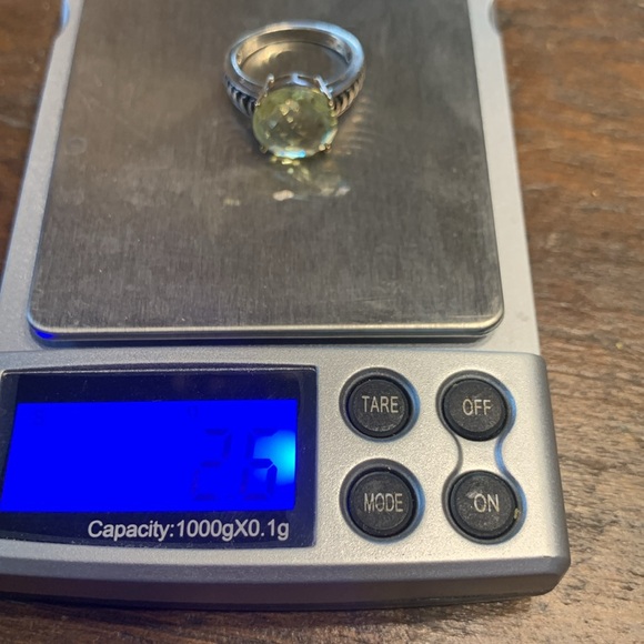 CUSHION CUT YELLOW FACETED GEM STERLING AND 14 KARAT GOLD COCKTAIL RING … - Picture 8 of 13